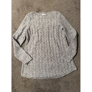 J Jill Gray Marled Textured Knit Tunic Sweater Women's XS Long Sleeve